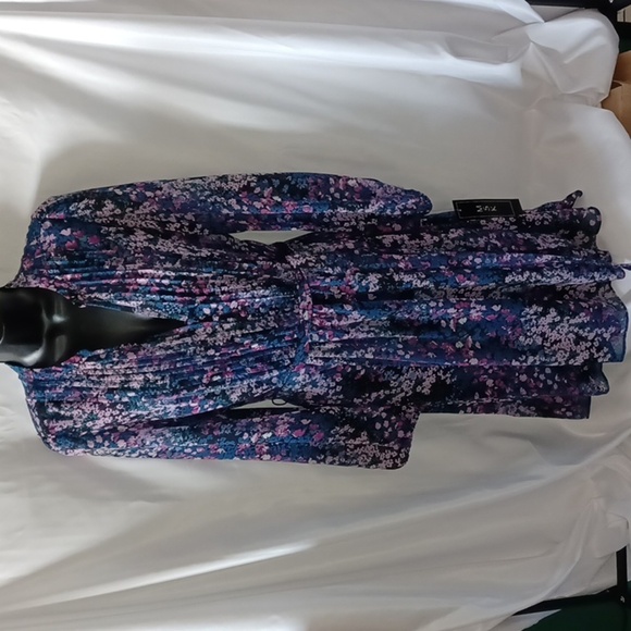 MSK a flower dress Lavender black pink and blue size 8 - Picture 1 of 9
